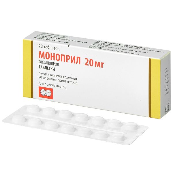 Изображение товара Моноприл таблетки 20 мг 28 шт для снижения давления и терапии сердечной недостаточности