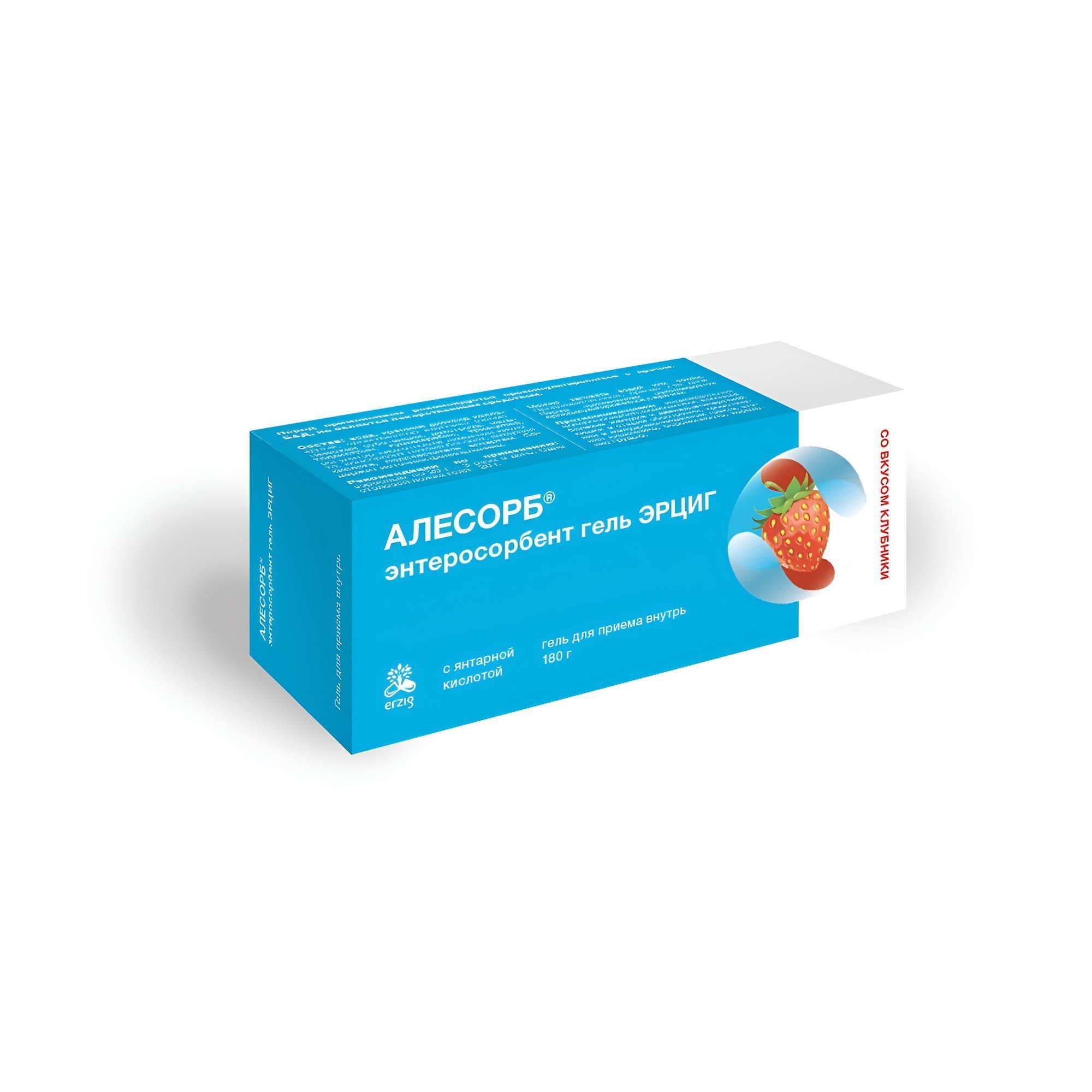 Изображение товара Алесорб Энтеросорбент Эрциг вкус клубники гель для приема внутрь туба 180г