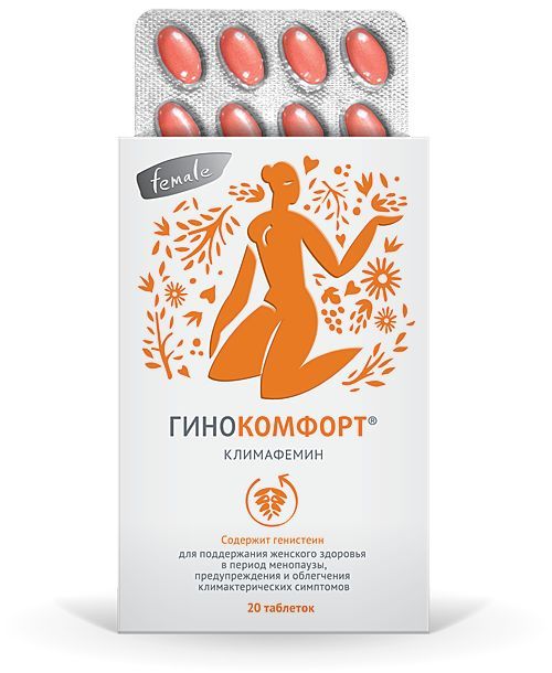 Изображение товара Климaфемин Гинокомфорт таблетки 572мг для поддержки женского здоровья при менопаузе