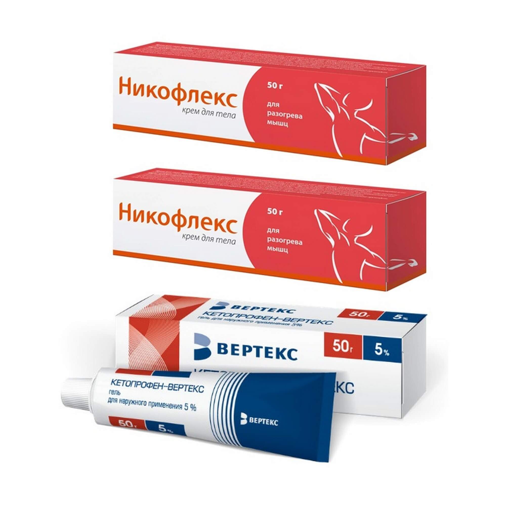 Изображение товара Гель для наружного применения с кетопрофеном 5% и крем Никофлекс 50 г комплект