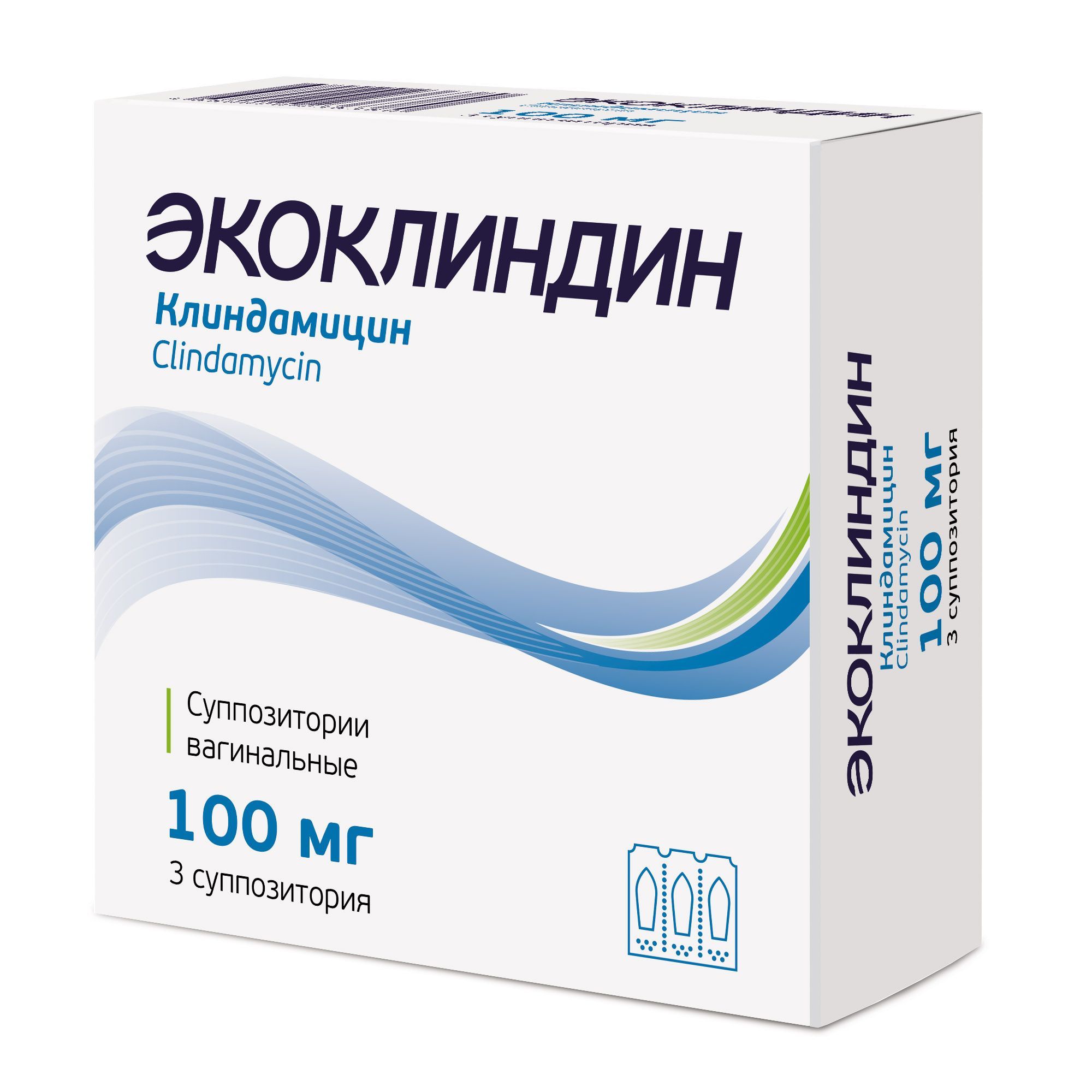 Изображение товара Экоклиндин суппозитории вагинальные 100мг 3 шт противомикробное средство для гинекологии
