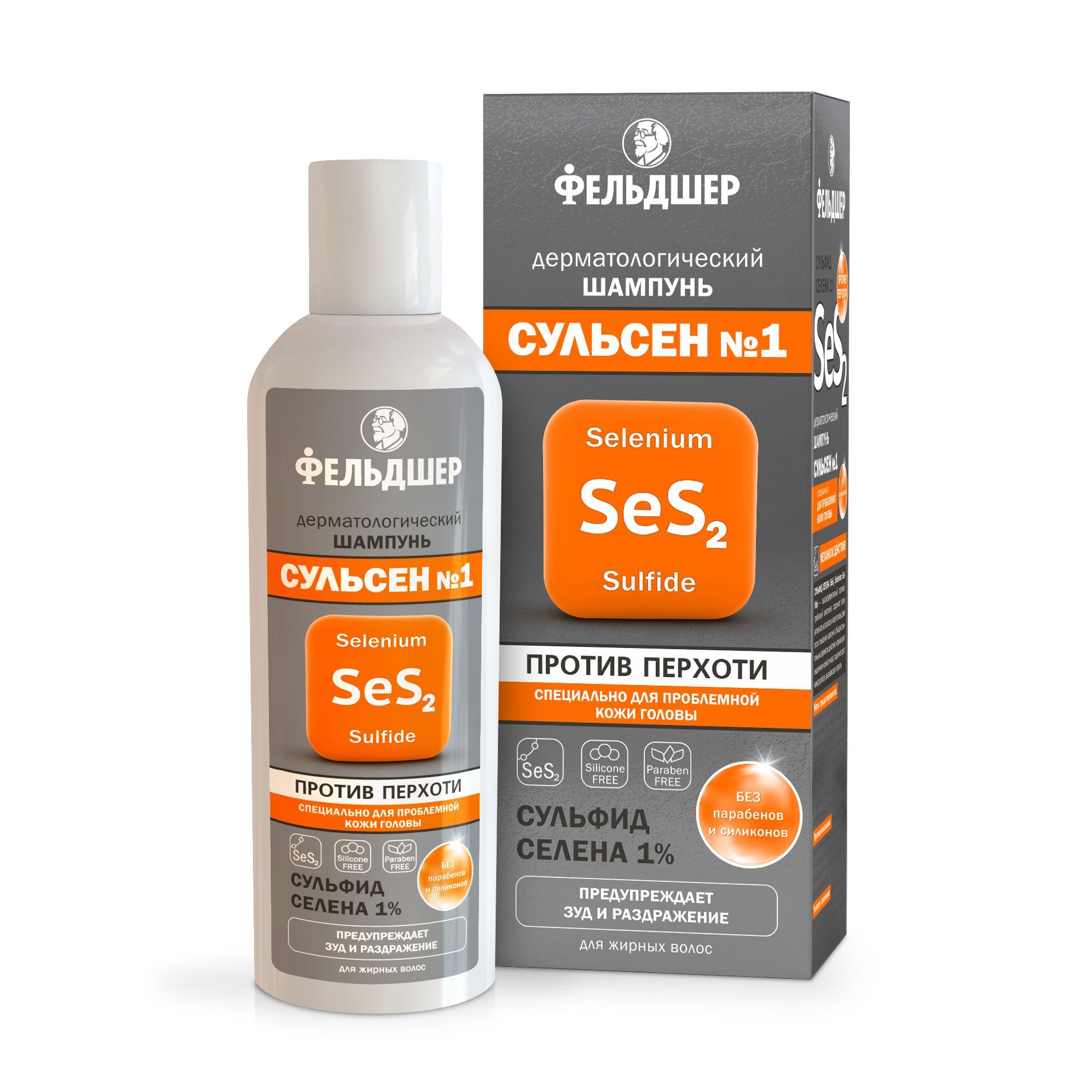 Изображение товара Шампунь Фельдшер Сульсен №1 дерматологический против перхоти 180 мл