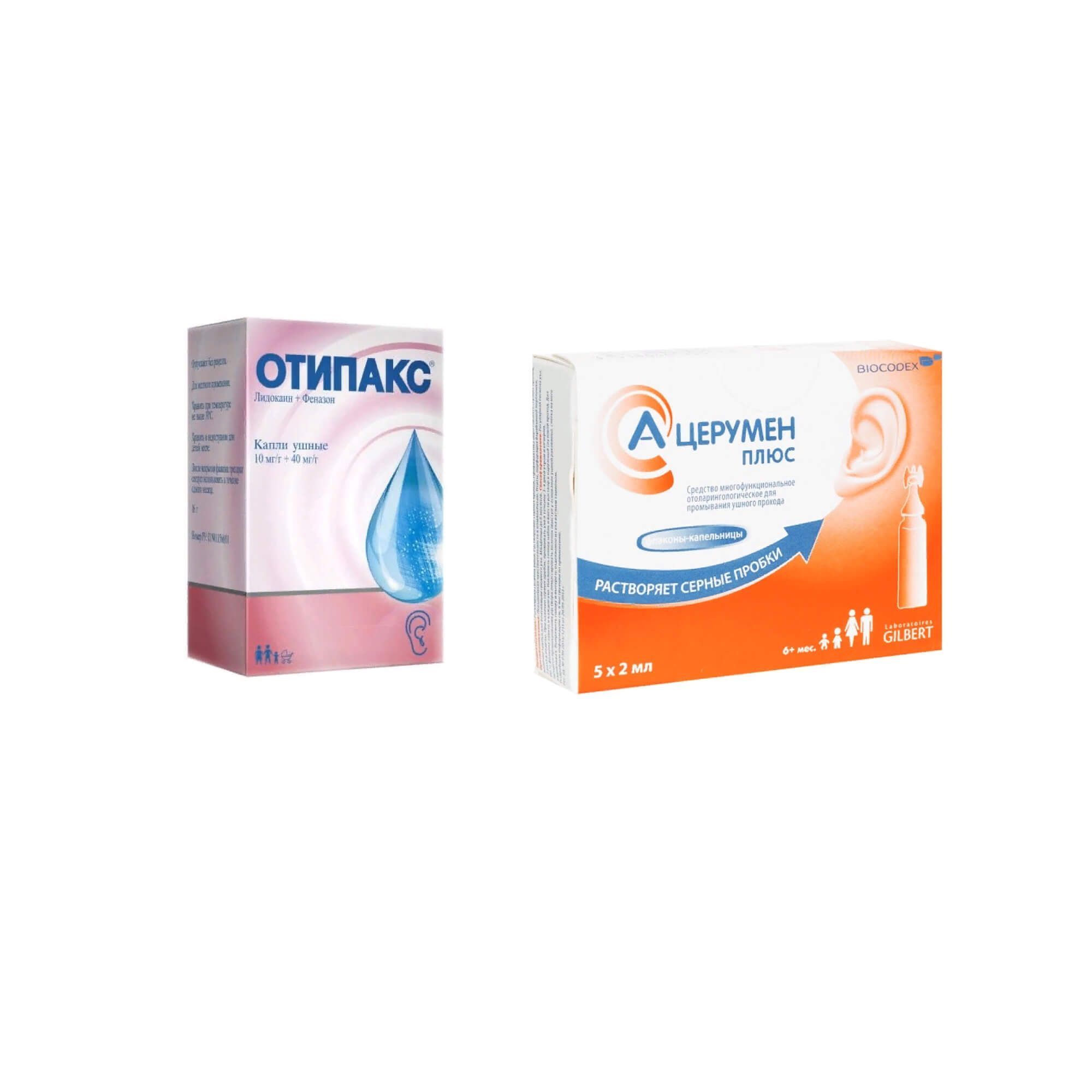 Изображение товара Набор 1X А-Церумен Плюс средство многофункц. отоларинголог для промыв. ушного прохода фл.-капельн. 2мл 5 шт. + 1X Отипакс капли ушные 15мл