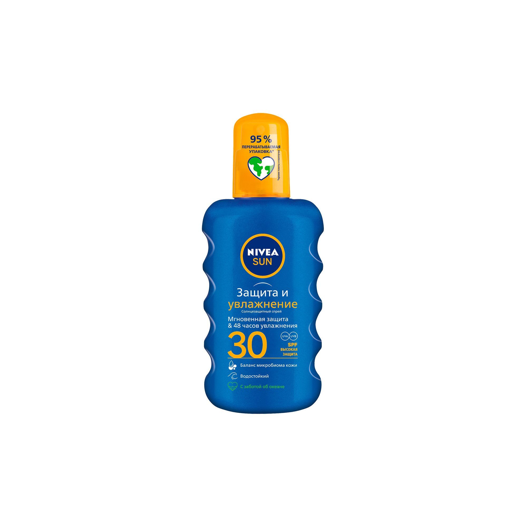 Изображение товара Спрей солнцезащитный Защита и увлажнение SPF30 Sun Nivea/Нивея фл. 200мл (85402)