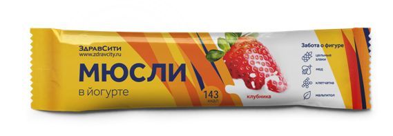 Изображение товара Батончик мюсли в йогурте вкус клубники Zdravcity/Здравсити 30г