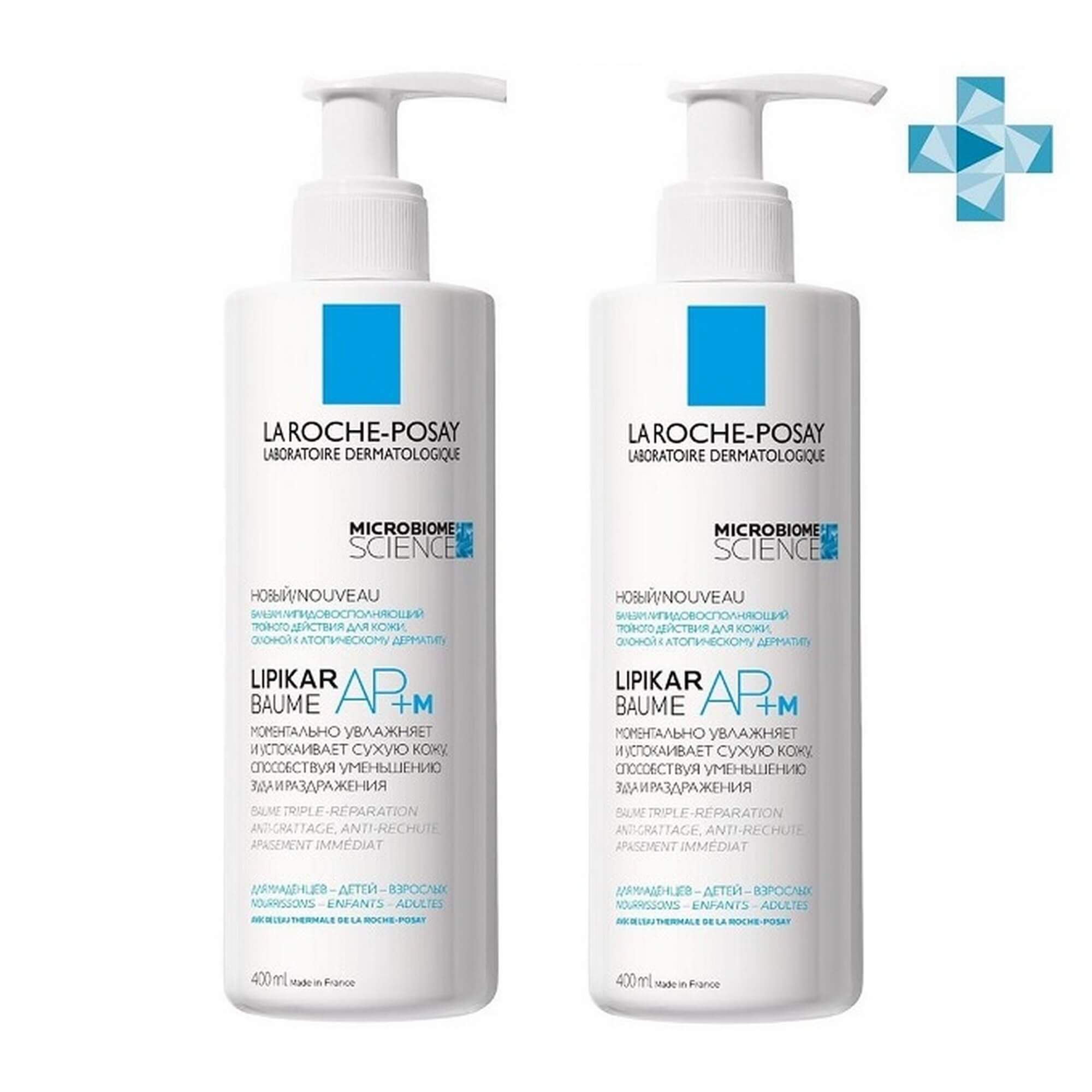 Изображение товара 2Х Бальзам для лица и тела тройного действия Baume Lipikar AP+M La Roche Posay/Ля рош позе помпа 400мл