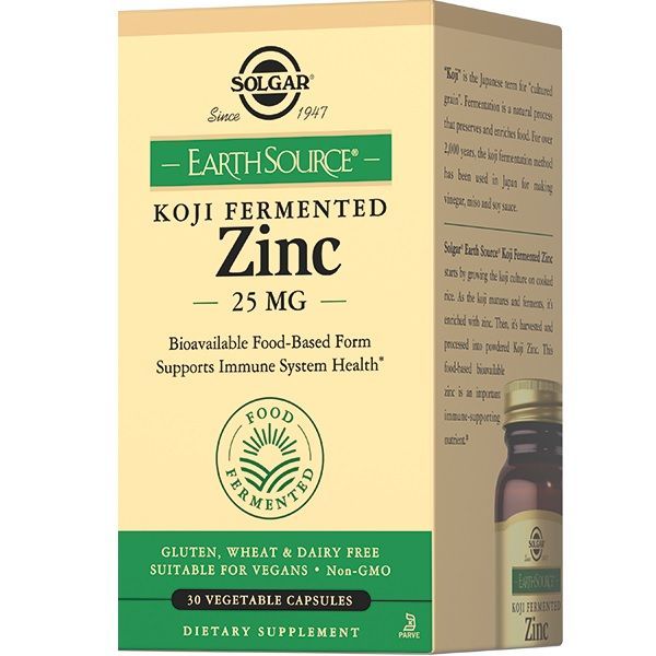 Изображение товара Цинк 25мг ферментированная культура коджи Solgar 30 капсул