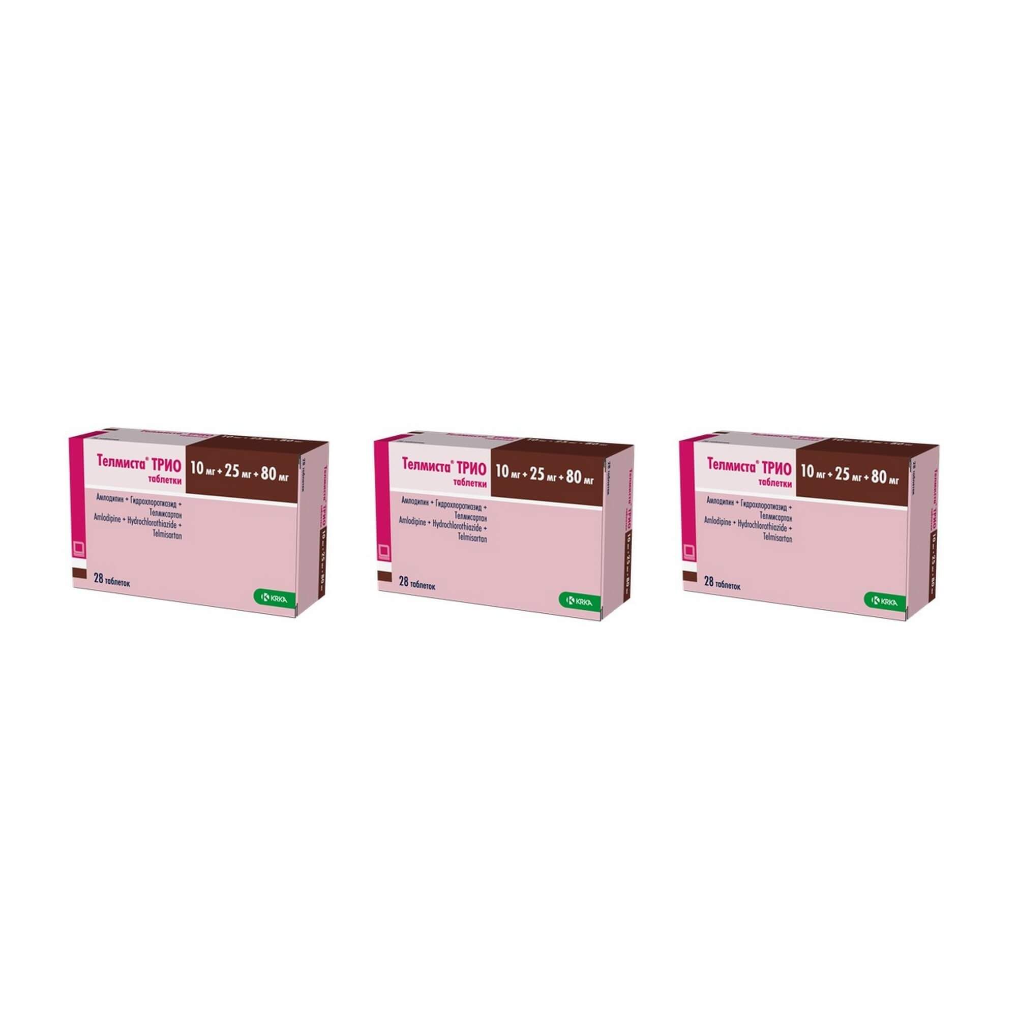 Изображение товара Лекарственный набор KRKA 3Х Телмиста Трио 10мг+25мг+80мг