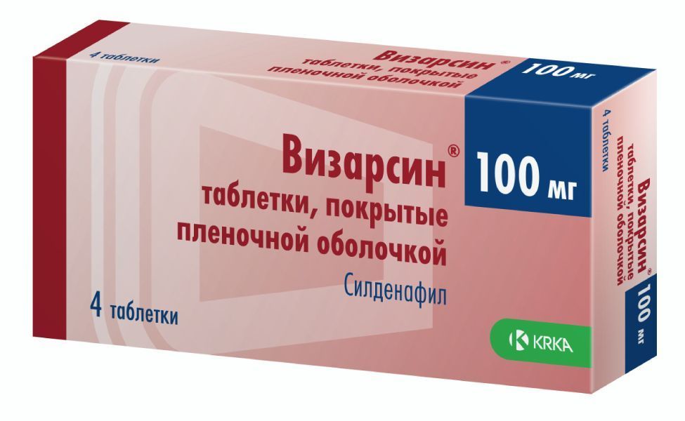 Изображение товара Визарсин 100 мг таблетки для лечения эректильной дисфункции 4 шт