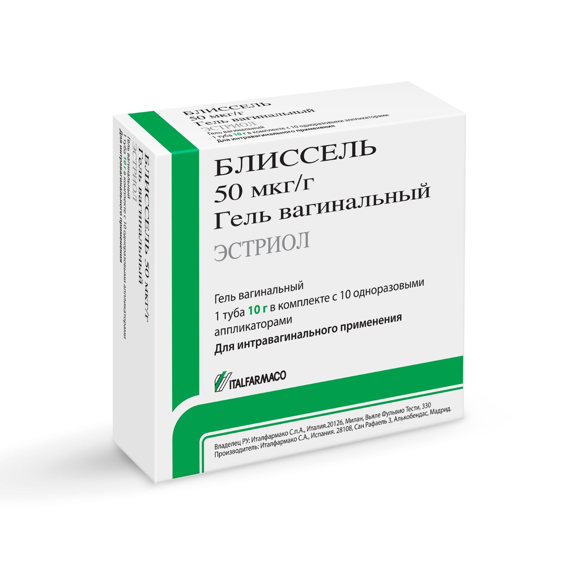 Изображение товара Вагинальный гель Блиссель 50 мкг/г, 10 г с аппликатором для женщин