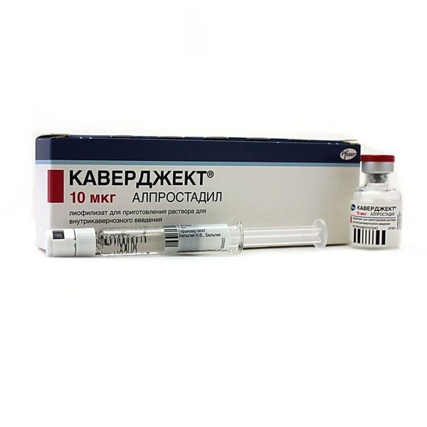 Изображение товара Каверджект+р-ль лиофилизат для приг. раствора для внутрикавернозного введ. фл. 10мкг