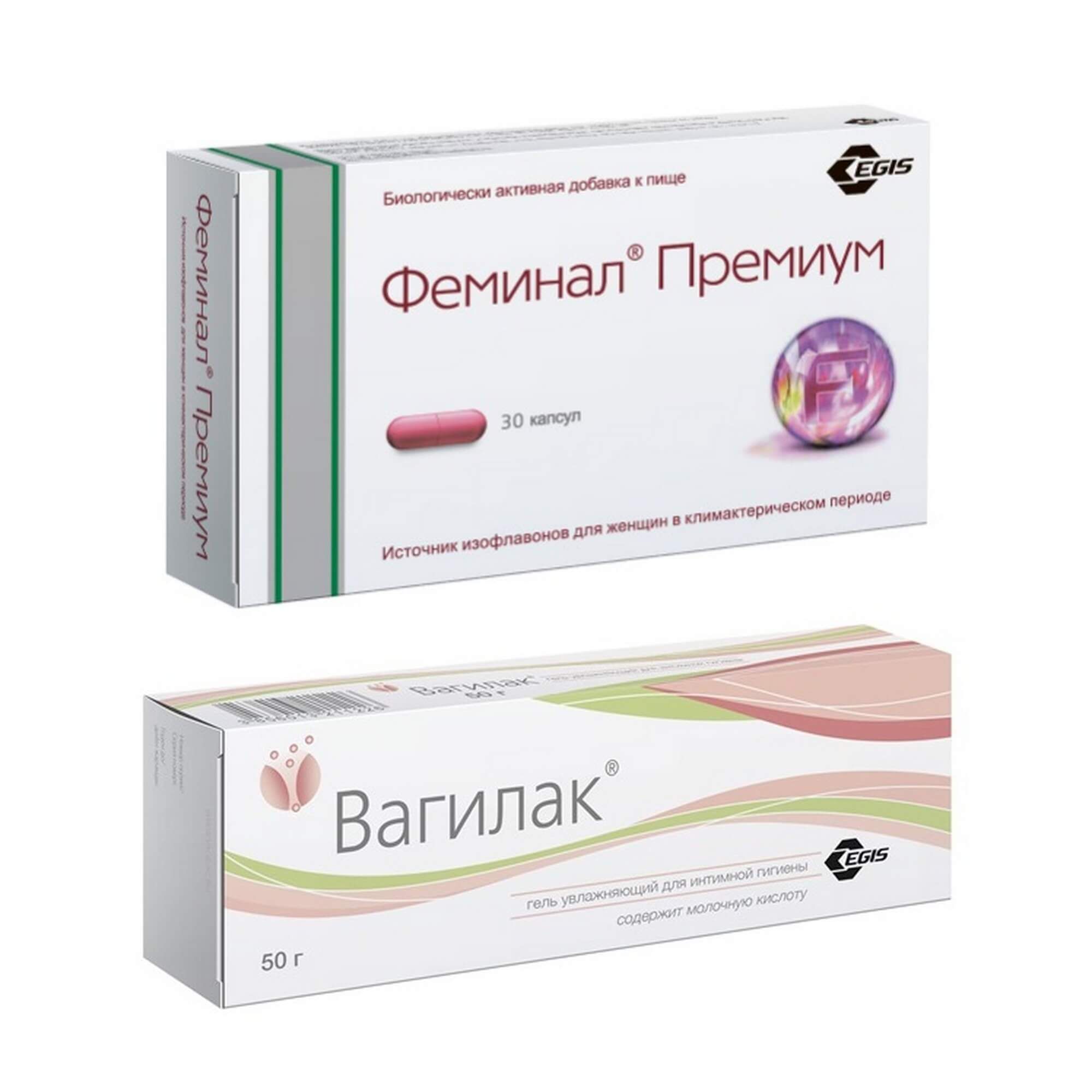 Изображение товара 1X Гель Вагилак увлажняющий для интимной гигиены 50 г + 1X Феминал Премиум капсулы 221мг 30шт