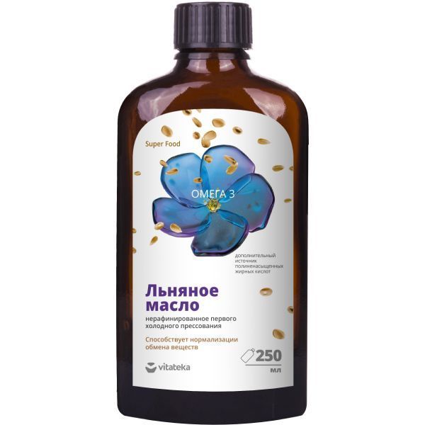 Изображение товара Масло льняное Vitateka 250мл натуральное для внутрь и наружу