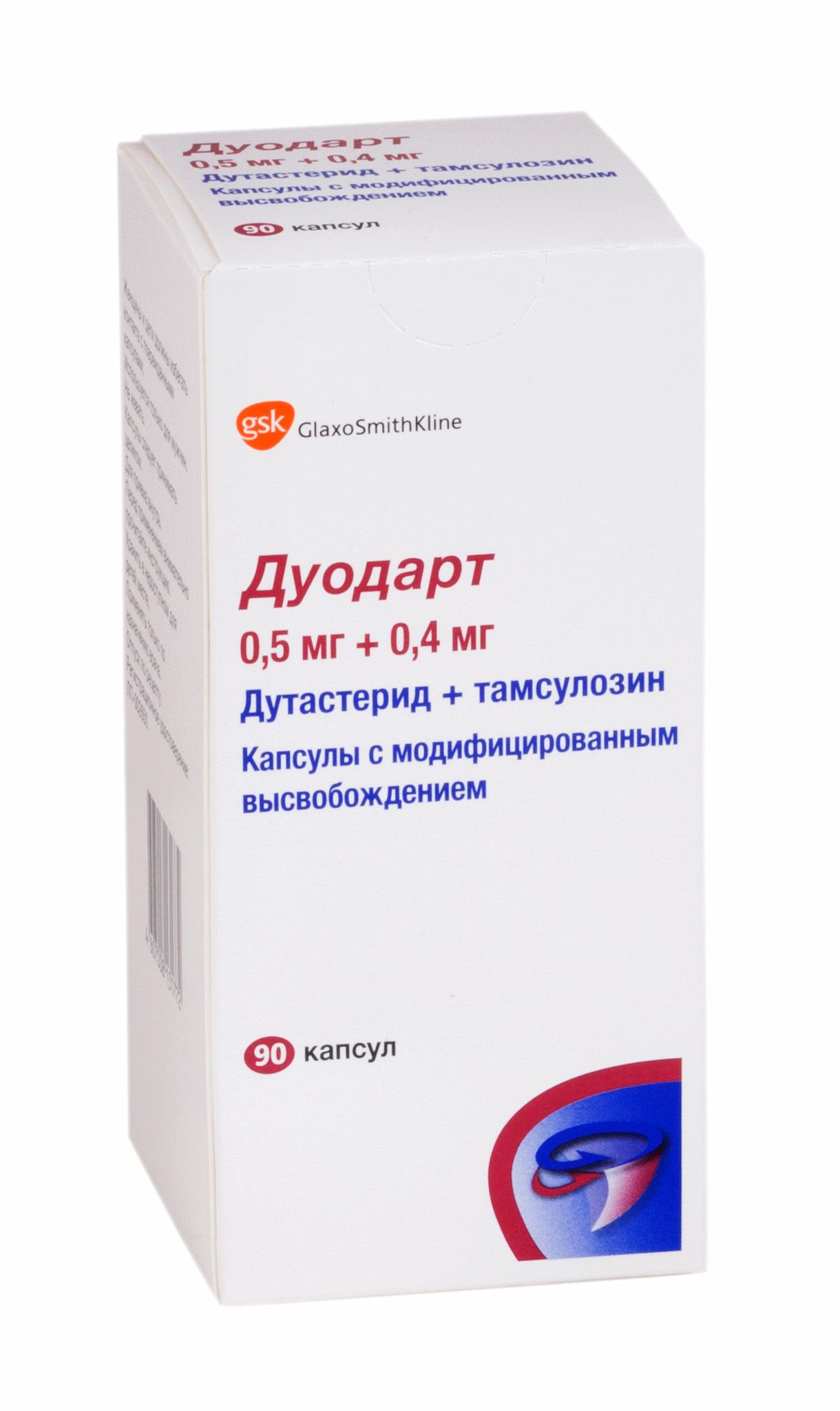 Изображение товара Дуодарт капсулы 0,5мг+0,4мг 90 шт для лечения гиперплазии предстательной железы