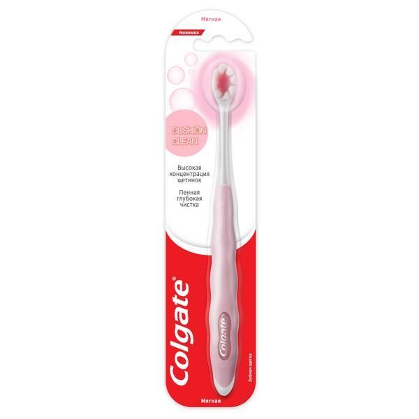 Изображение товара Мягкая зубная щетка Colgate Cushion Clean с тонкой головкой и мягкими щетинками