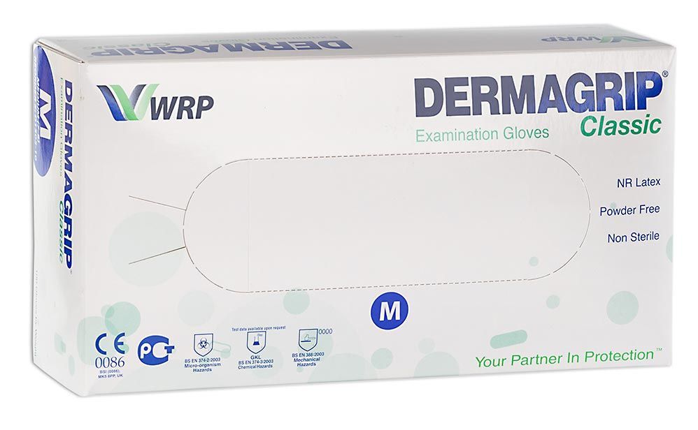 Изображение товара Перчатки смотровые нестерильные сверхпрочные High Risk Dermagrip/Дермагрип 50шт р.M