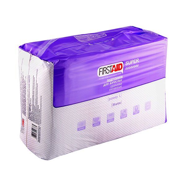 Изображение товара Подгузники для взрослых First Aid 30шт р.L мягкое и регулируемое изделие