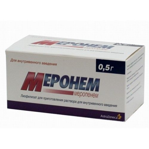 Изображение товара Меронем порошок для приг. раствора для в/в введ. 500мг 10шт