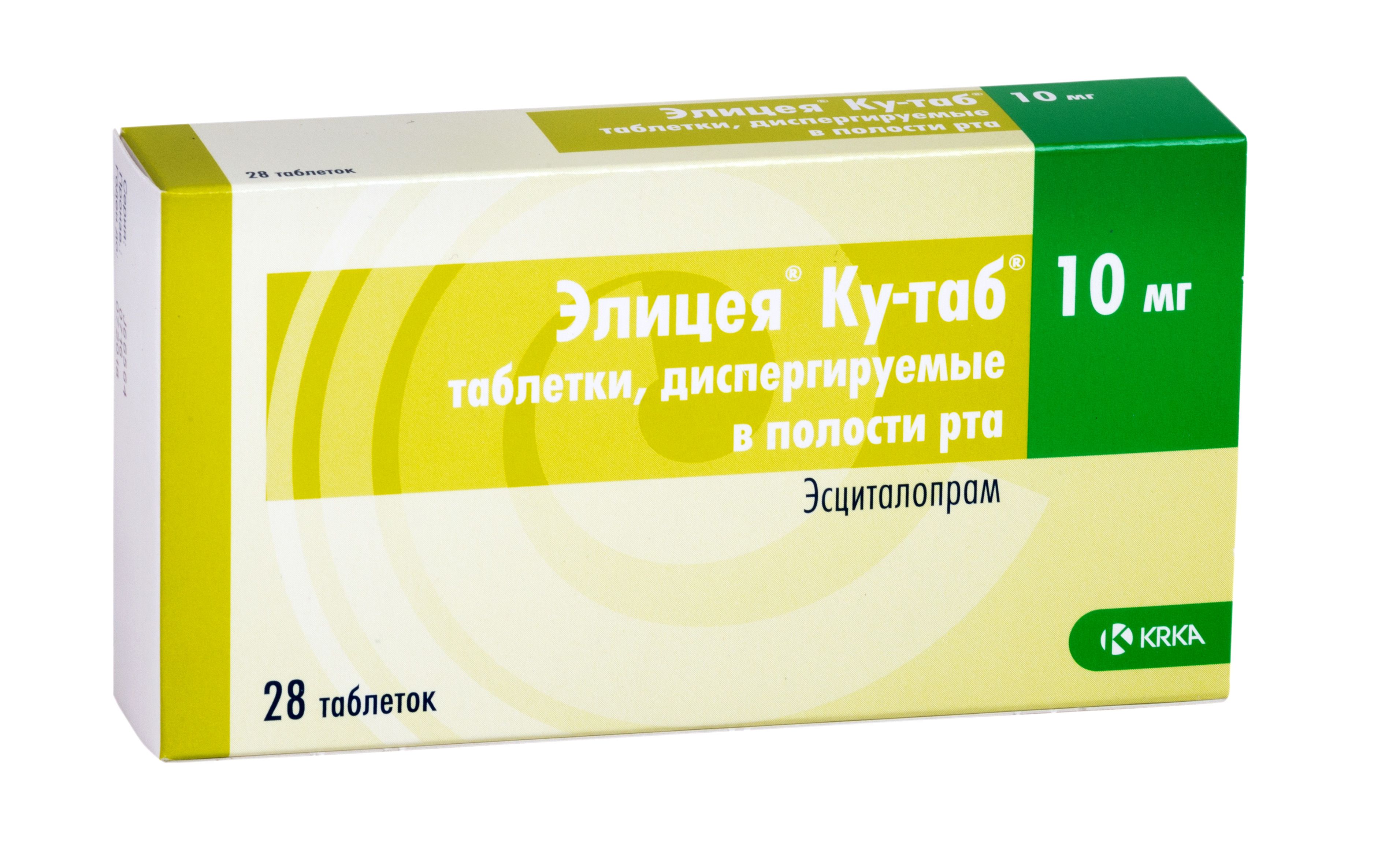 Изображение товара Элицея Ку-таб 10 мг диспергируемые таблетки для лечения депрессии и тревожных расстройств