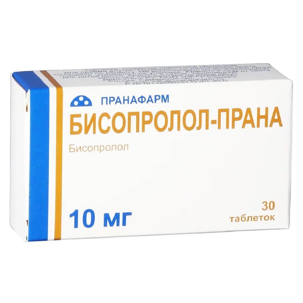 Изображение товара Бисопролол-Прана 10 мг таблетки для гипертензии и ишемии 30 шт