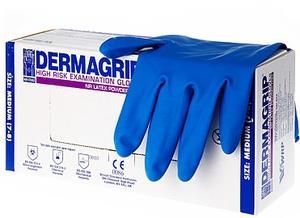Изображение товара Перчатки смотровые нестерильные сверхпрочные синие High Risk Dermagrip/Дермагрип 50шт р.L