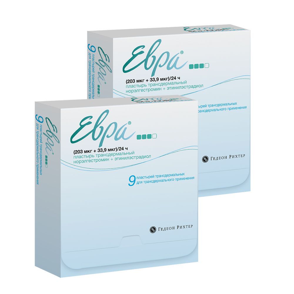 Изображение товара 2Х Евра пластырь трансдермальный 203мкг+33,9мкг/24ч 3шт