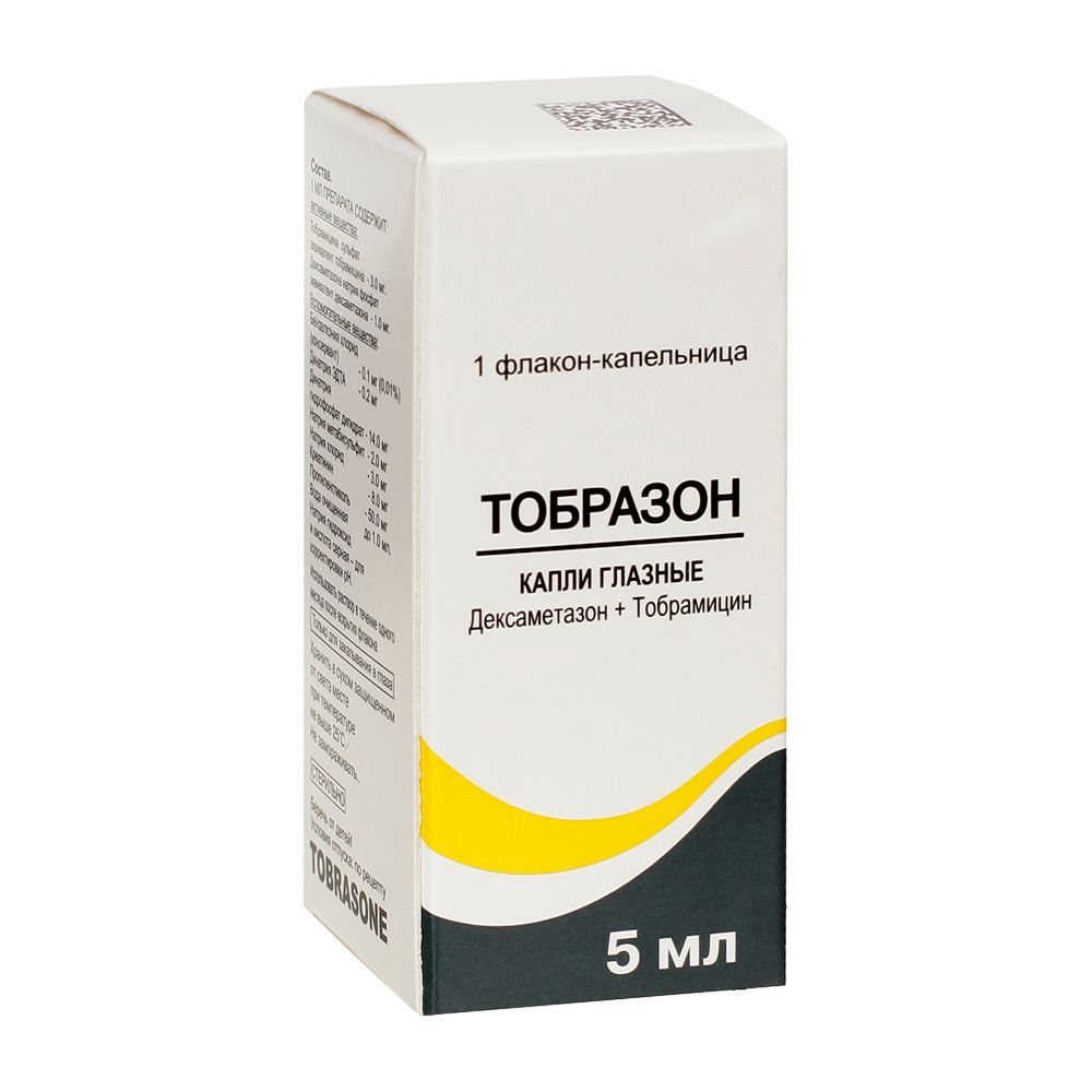 Изображение товара Тобразон капли глазные 0,1%+0,3% 5мл для лечения глазных инфекций и воспалений