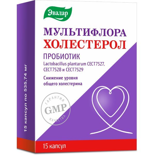 Изображение товара Мультифлора Холестерол Эвалар капсулы 15 шт для снижения холестерина