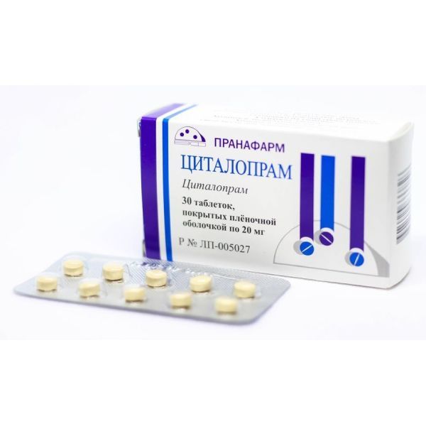 Изображение товара Циталопрам таблетки 20 мг 30 шт профилактика депрессии и панических расстройств