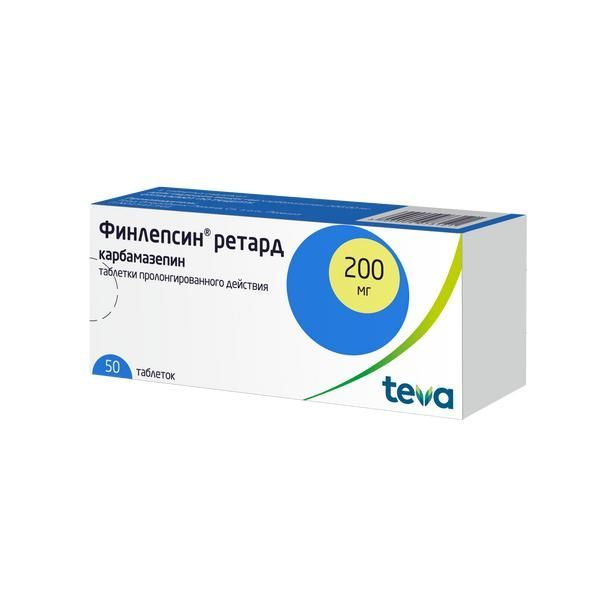 Изображение товара Финлепсин ретард 200мг 50 таблеток - противоэпилептическое средство