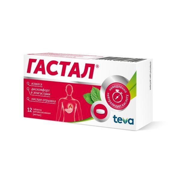 Изображение товара Гастал мята таблетки для рассасывания 12шт