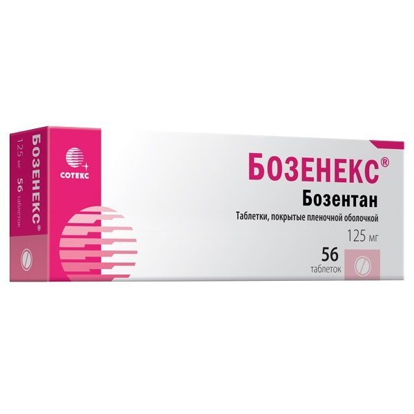 Изображение товара Бозенекс 125 мг таблетки при легочной гипертензии и системной склеродермии 56 шт