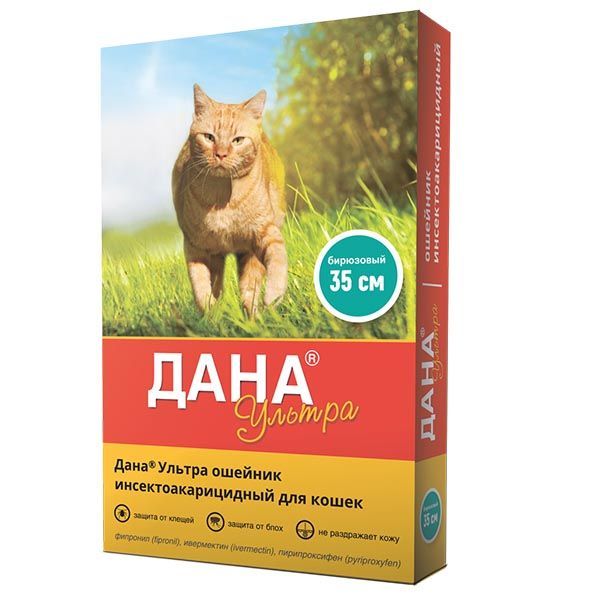 Изображение товара Инсектоакарицидный ошейник для кошек ультра Дана бирюзовый 35см