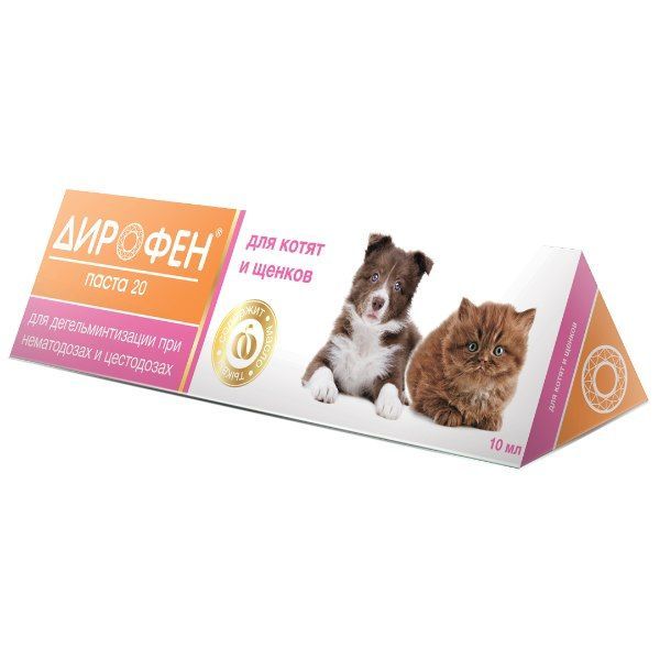 Изображение товара Дирофен 20 паста для взрослых собак и кошек 5мг+15мг 10мл+Шприц-дозатор