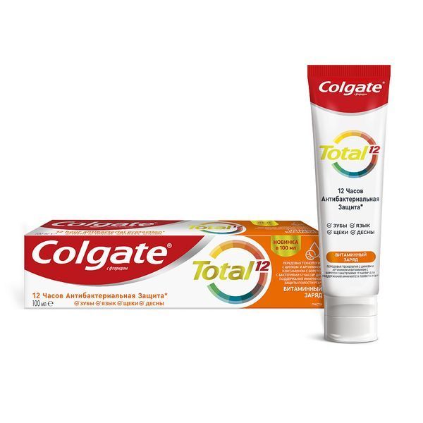 Изображение товара Зубная паста Colgate Total 12 Витаминный Заряд для защиты и яркой улыбки Изображение товара Зубная паста Colgate Total 12 Витаминный Заряд для защиты и яркой улыбки