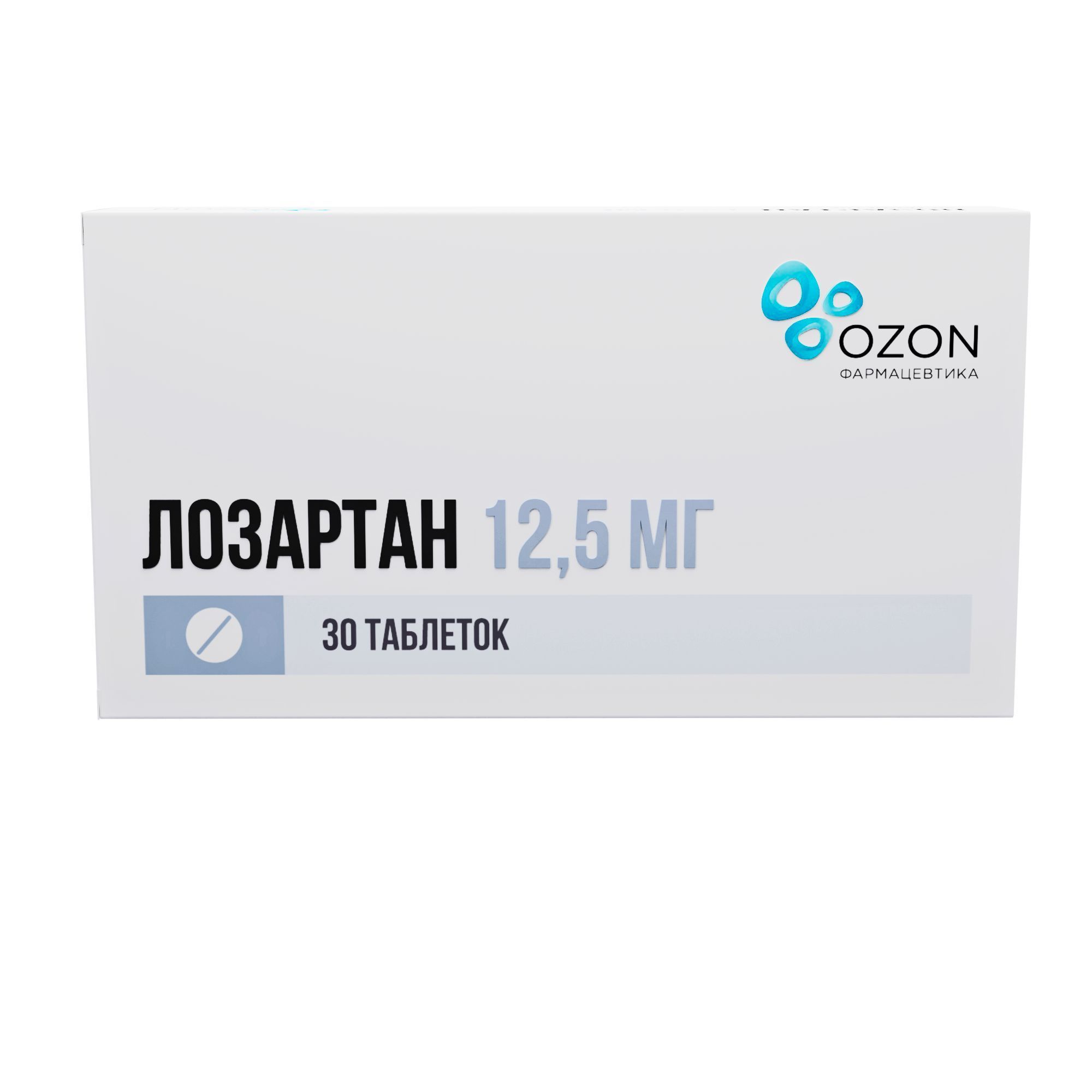 Изображение товара Лозартан таблетки 12,5мг 30 шт для контроля гипертензии и сердечно-сосудистых заболеваний