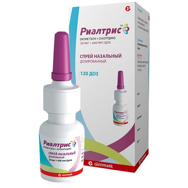 Изображение товара Риалтрис назальный спрей 25 мкг + 600 мкг, 120 доз, для взрослых и подростков