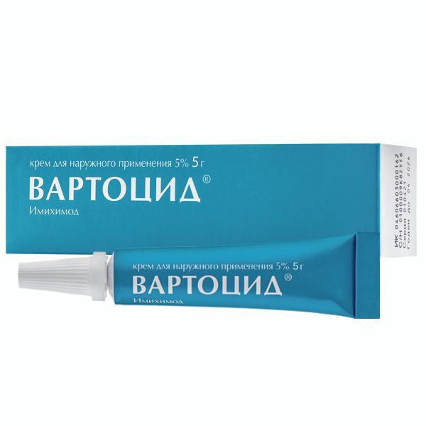 Изображение товара Вартоцид крем 5% для наружного применения 5г против остроконечных кондилом