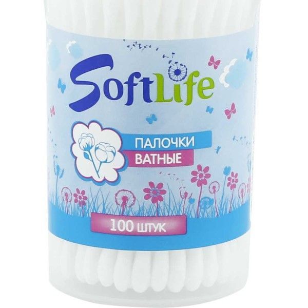 Изображение товара Палочки ватные SoftLife/СофтЛайф банка 100шт