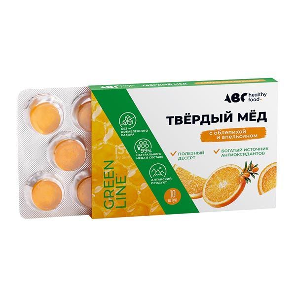 Изображение товара Мед твердый вкус апельсина и облепихи ABC Healthy Food 30г
