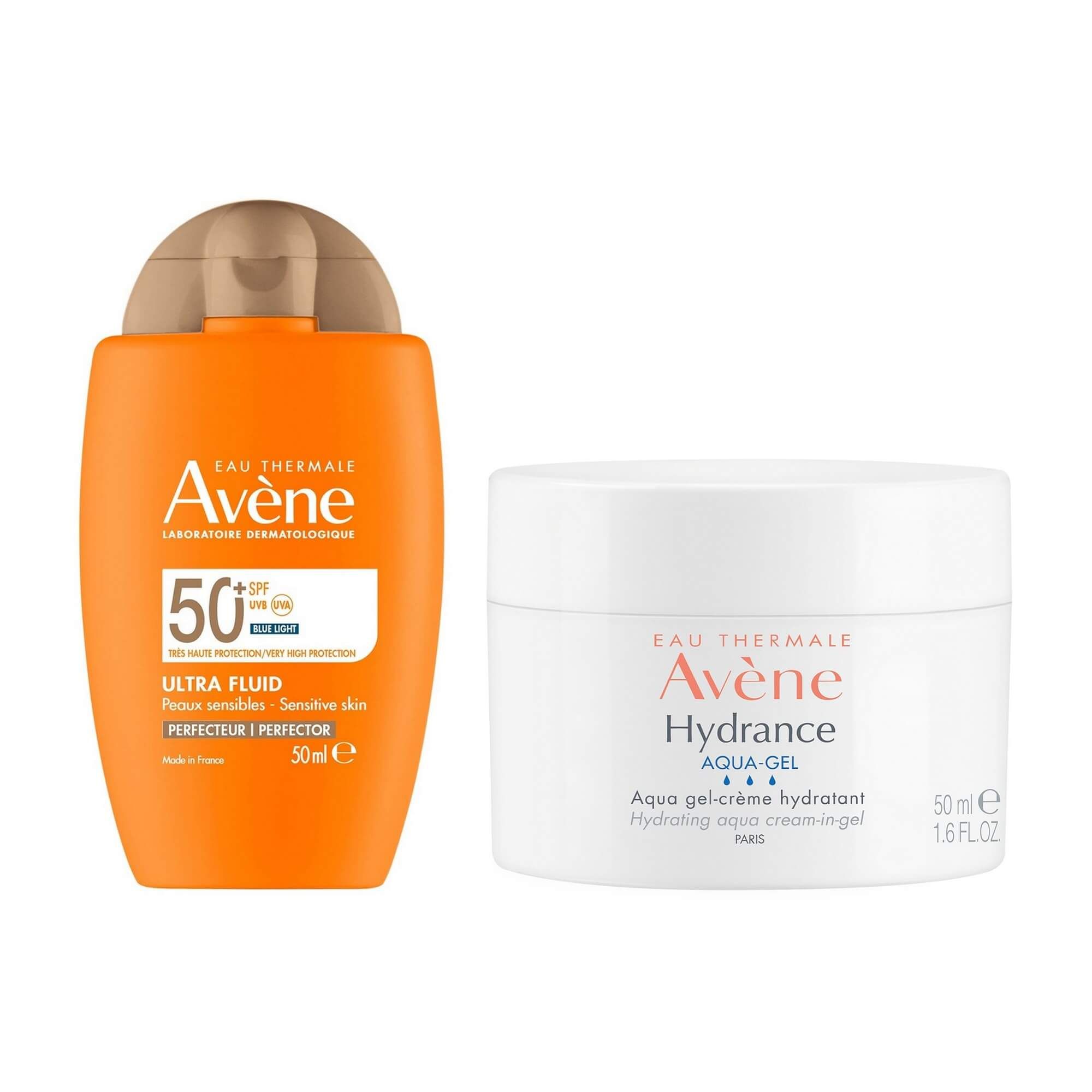 Изображение товара Набор Avene солнцезащитный флюид SPF50+ и увлажняющий гель Hydrance 50 мл