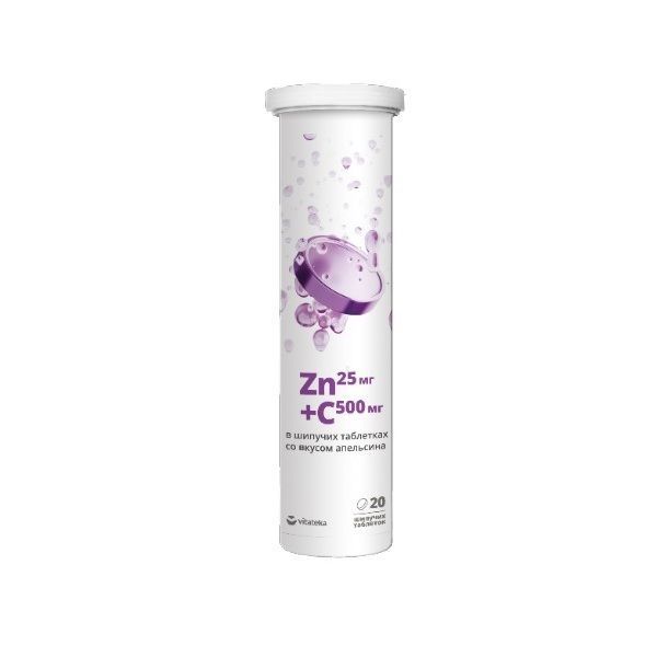Изображение товара Витамин С+Цинк апельсиновые шипучие таблетки 20 шт Vitateka