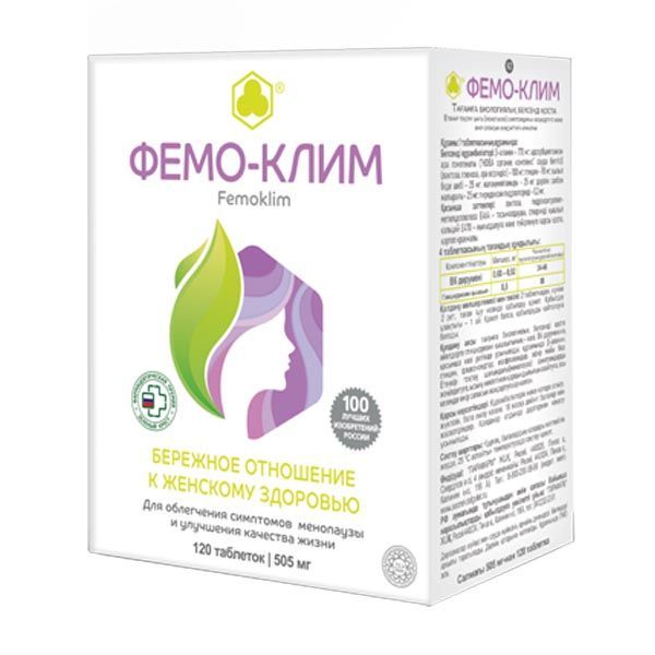 Изображение товара Фемо-клим Парафарм таблетки 505мг 120 шт для облегчения симптомов менопаузы
