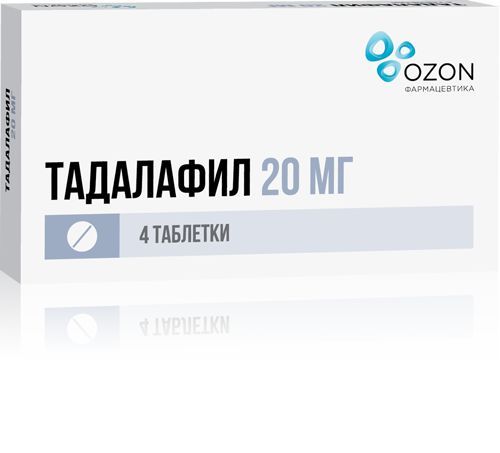 Изображение товара Тадалафил 20 мг таблетки для лечения эректильной дисфункции 4 шт