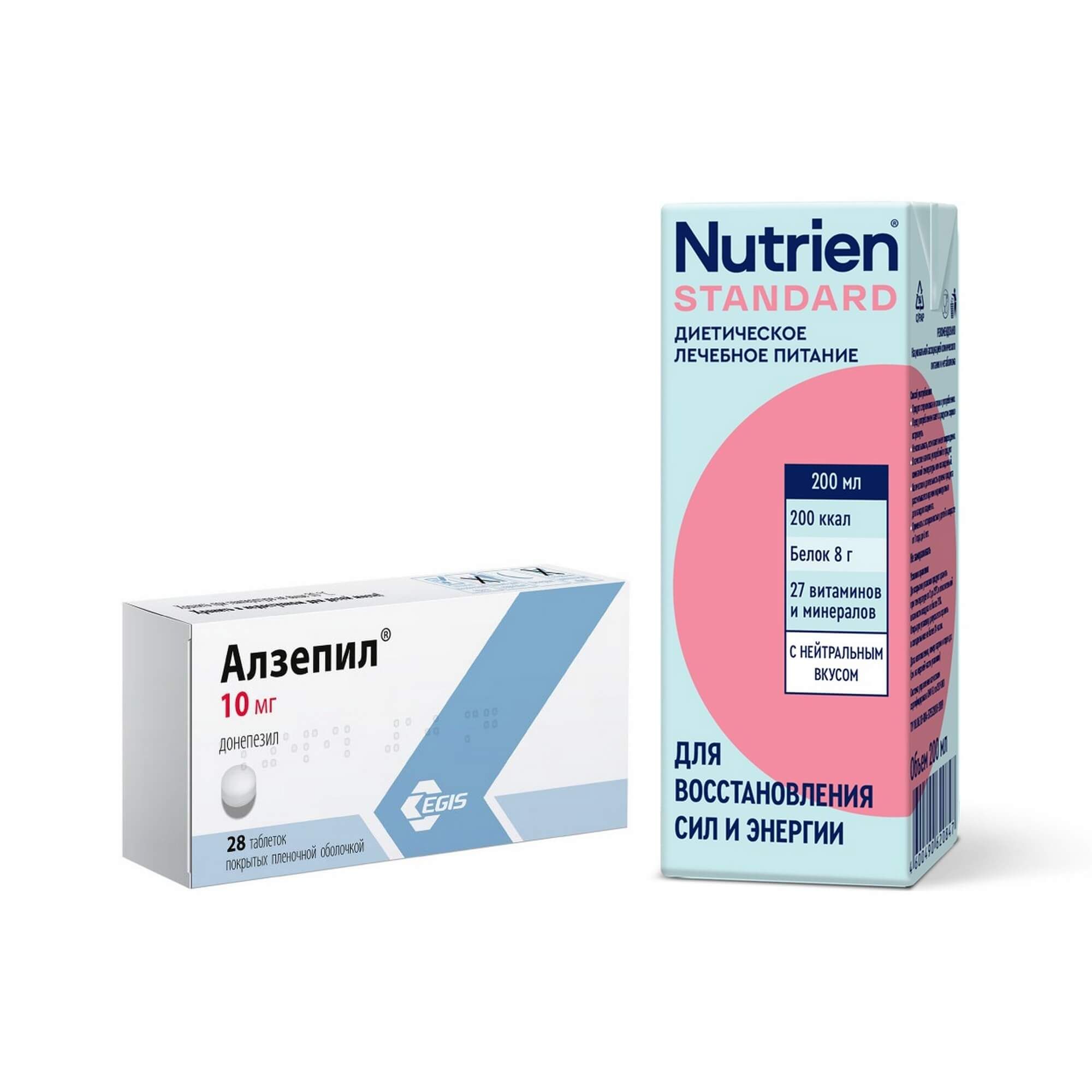 Изображение товара 1X Алзепил 10мг таблетки 28 шт и диетическое питание Standart Nutrien 200 мл