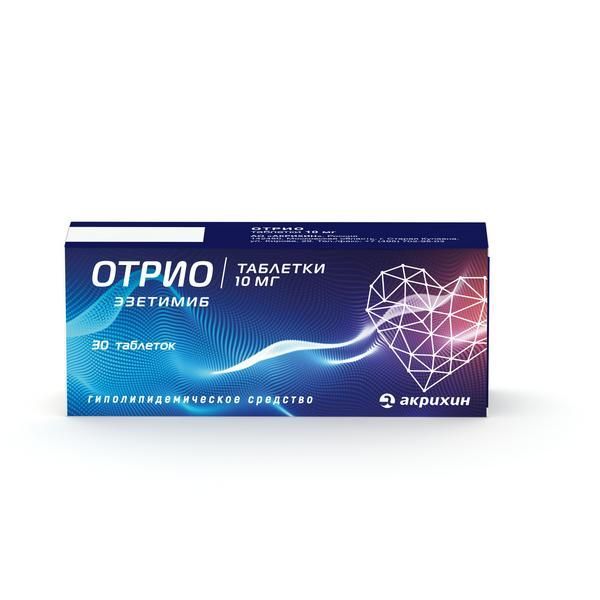Изображение товара Отрио таблетки 10 мг 30 шт - гиполипидемический препарат для снижения холестерина