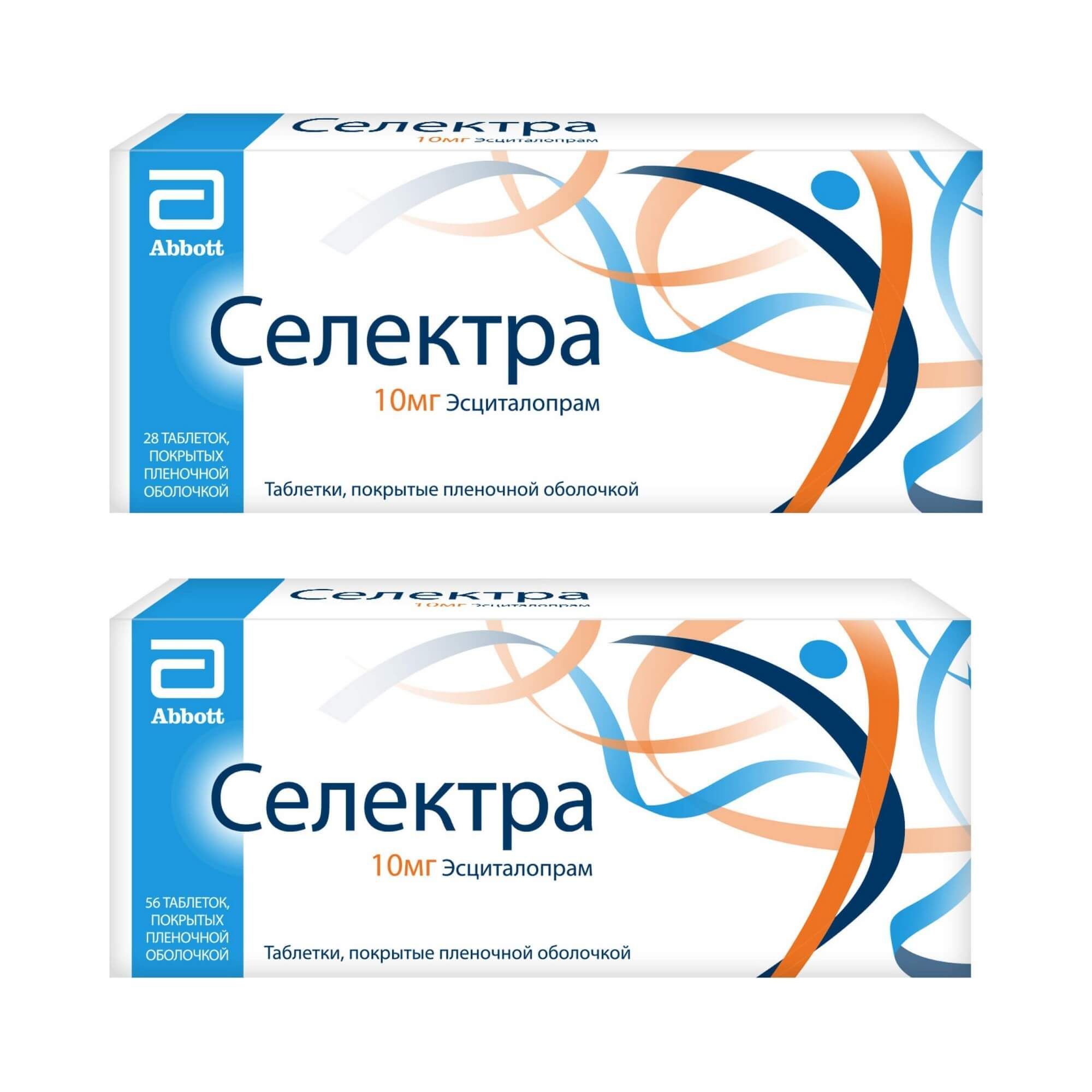 Изображение товара 1X Селектра таблетки п/о плен. 10мг 56шт + 1X Селектра таблетки п/о плен. 10мг 28шт