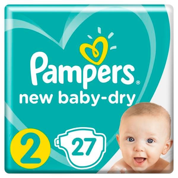 Изображение товара Подгузники Pampers New Baby-Dry р2 Mini 3-6 кг 27 шт - сухость и комфорт для новорожденных