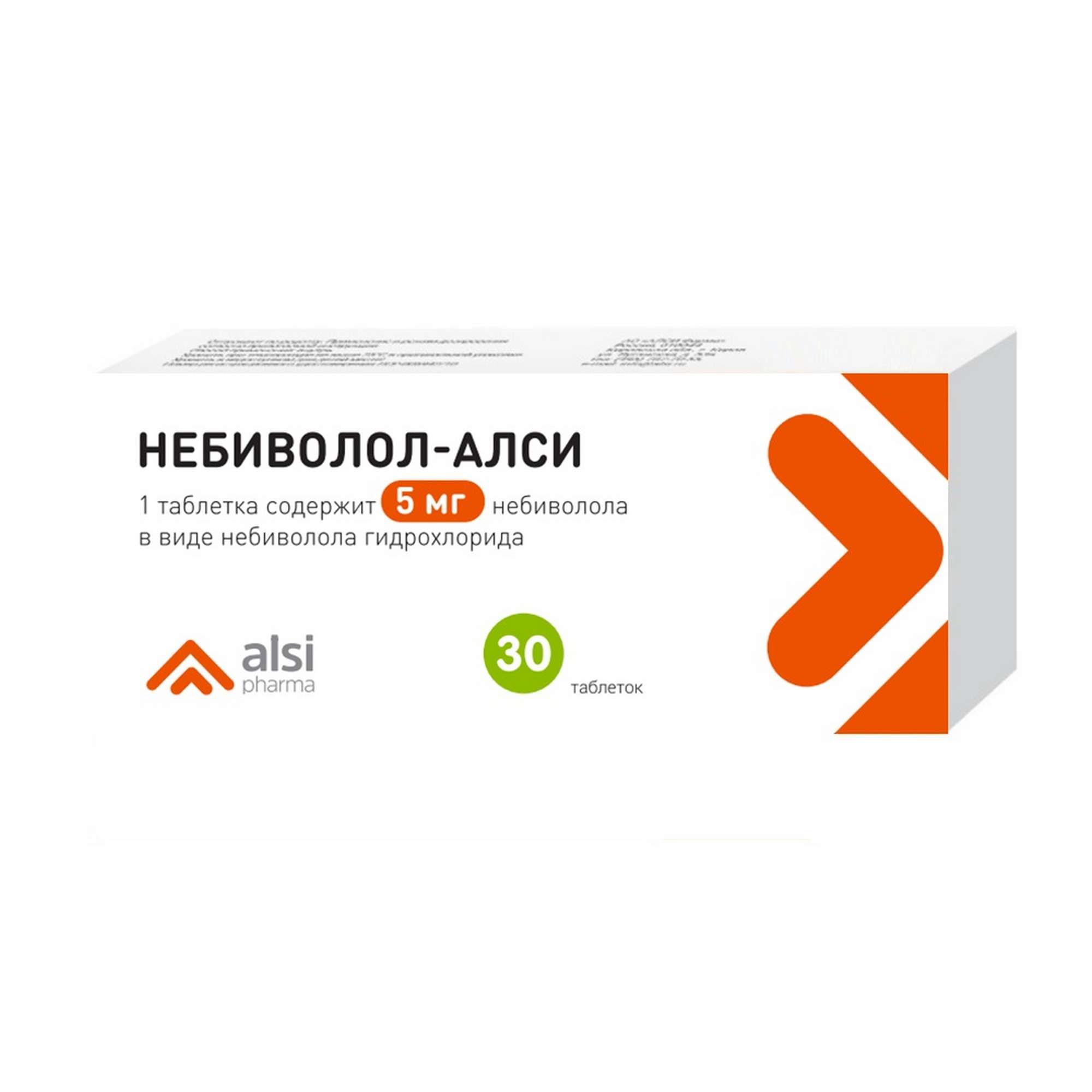 Изображение товара Небиволол-АЛСИ таблетки 5 мг 30 шт для лечения гипертонии и сердечной недостаточности