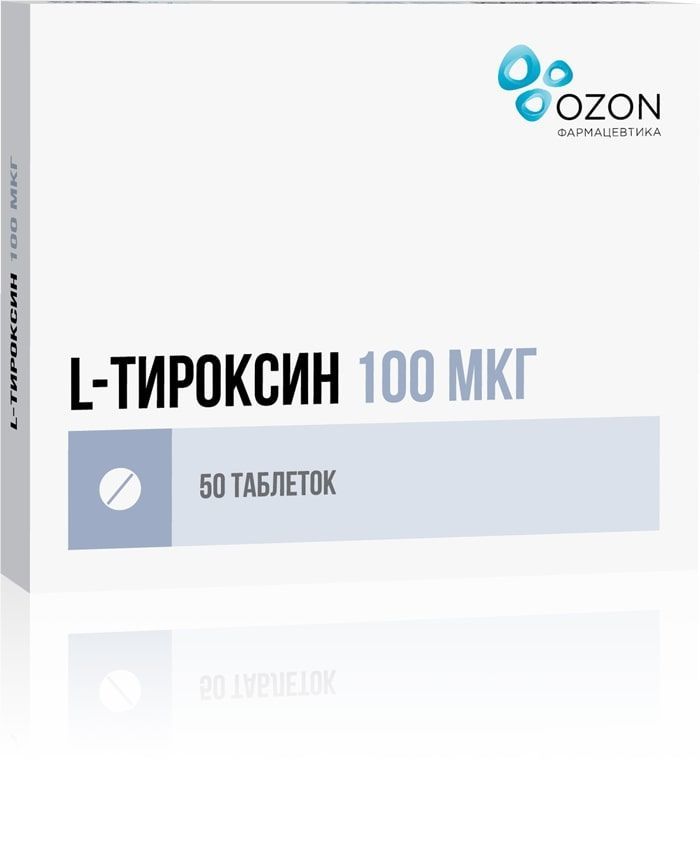 Изображение товара L-тироксин 100 мкг таблетки 50 шт - лечение гипотиреоза и заболеваний щитовидной железы